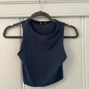 Zara Blue Fitted Crop Tank Top